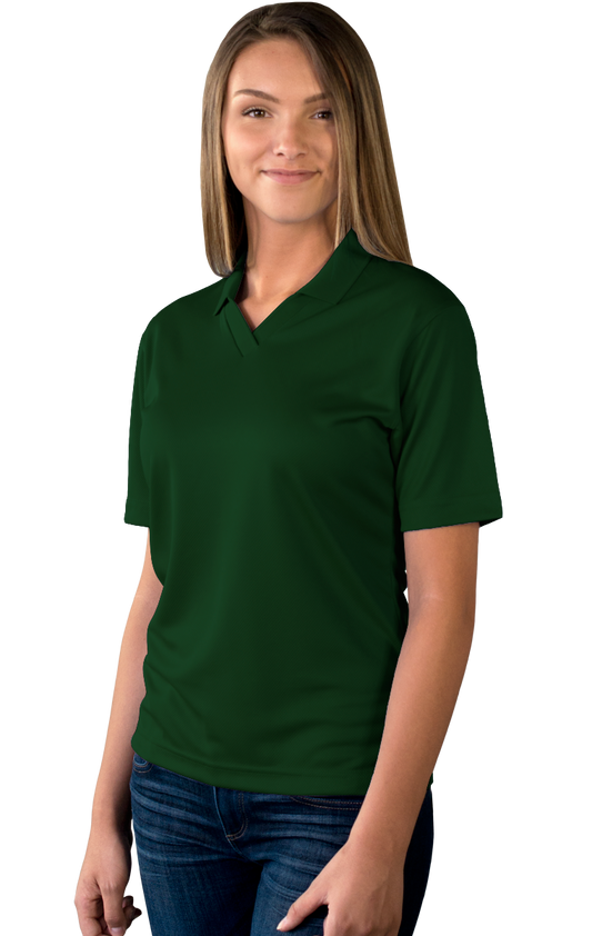 Blue Generation Ladies' Wicking V-Neck Polo-BG6219 -Hunter
