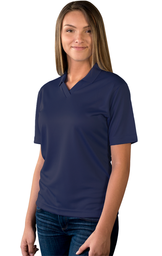Blue Generation Ladies' Wicking V-Neck Polo-BG6219 -Navy