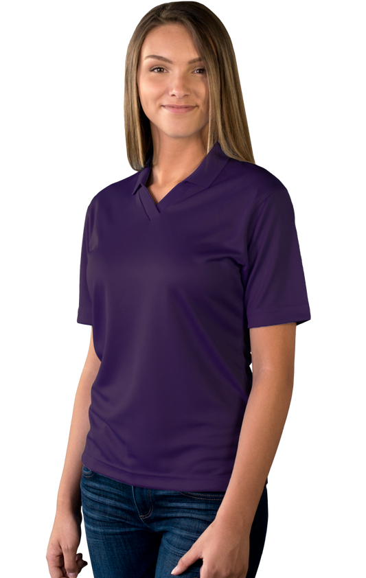 Blue Generation Ladies' Wicking V-Neck Polo-BG6219 -Purple