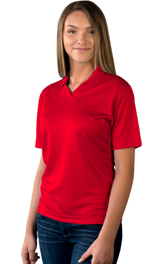 Blue Generation Ladies' Wicking V-Neck Polo-BG6219 -Red