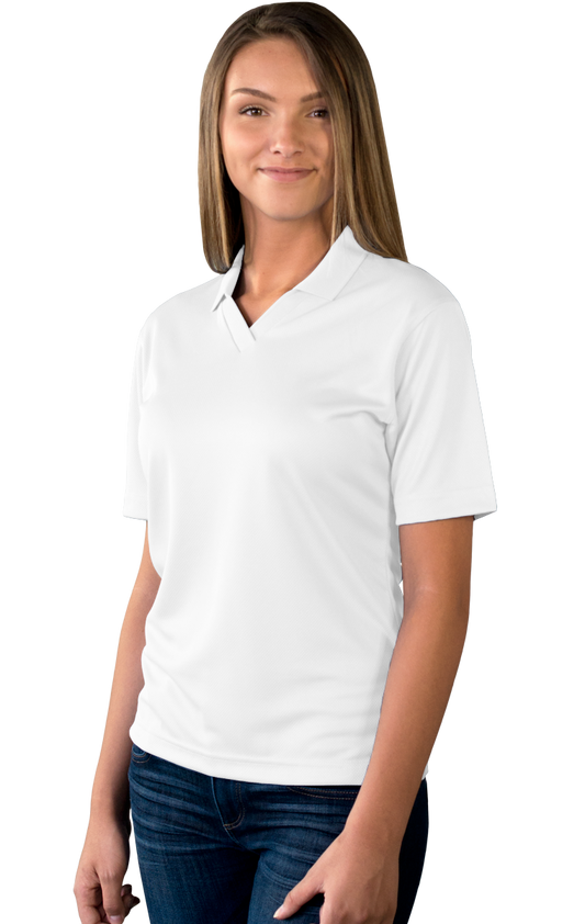 Blue Generation Ladies' Wicking V-Neck Polo-BG6219 -White
