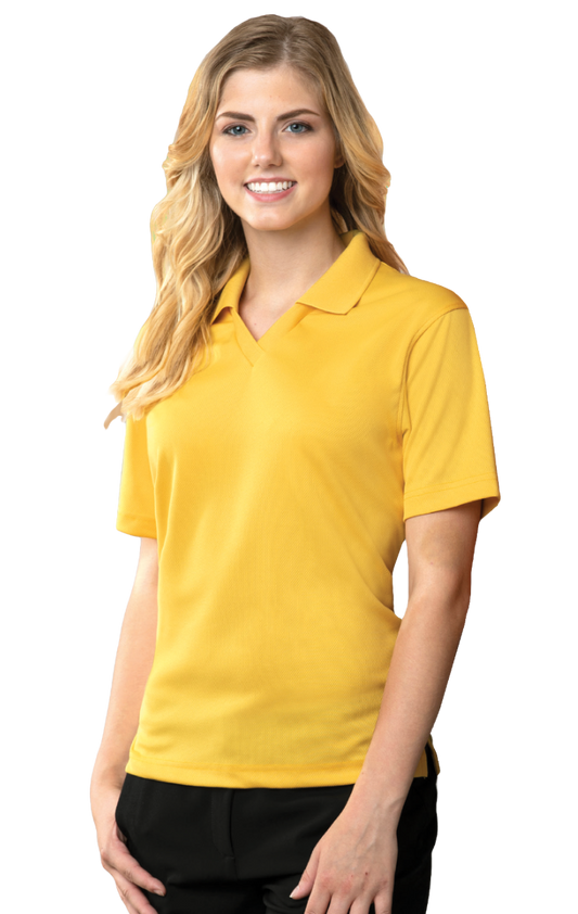 Blue Generation Ladies' Wicking V-Neck Polo-BG6219 -Yellow