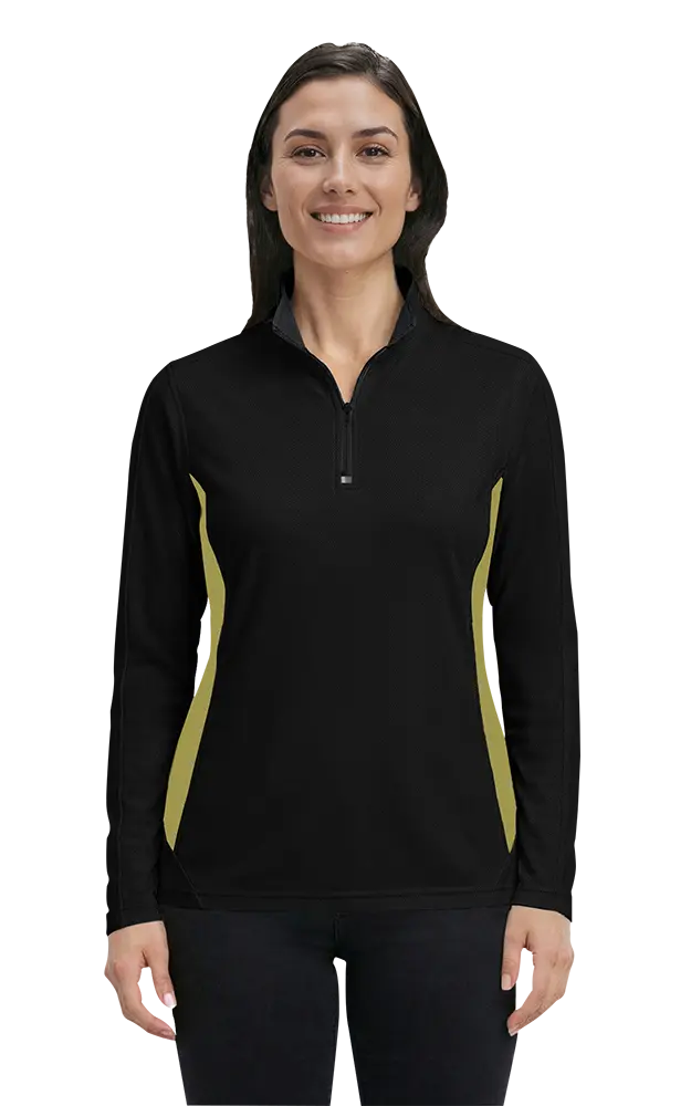Blue Generation Ladies' Wicking Colorblock L/S Zip Pullover-BG6222