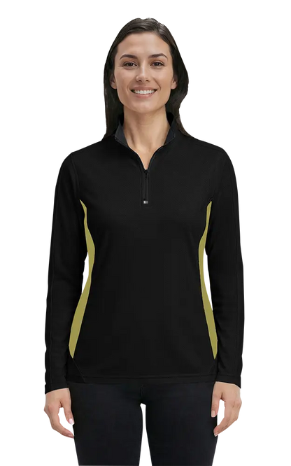 Blue Generation Ladies' Wicking Colorblock L/S Zip Pullover-BG6222