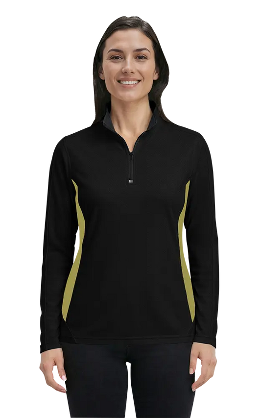 Blue Generation Ladies' Wicking Colorblock L/S Zip Pullover-BG6222