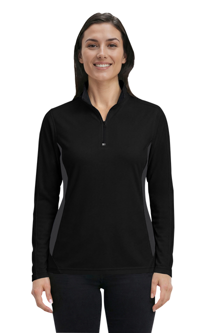 Blue Generation Ladies' Wicking Colorblock L/S Zip Pullover-BG6222