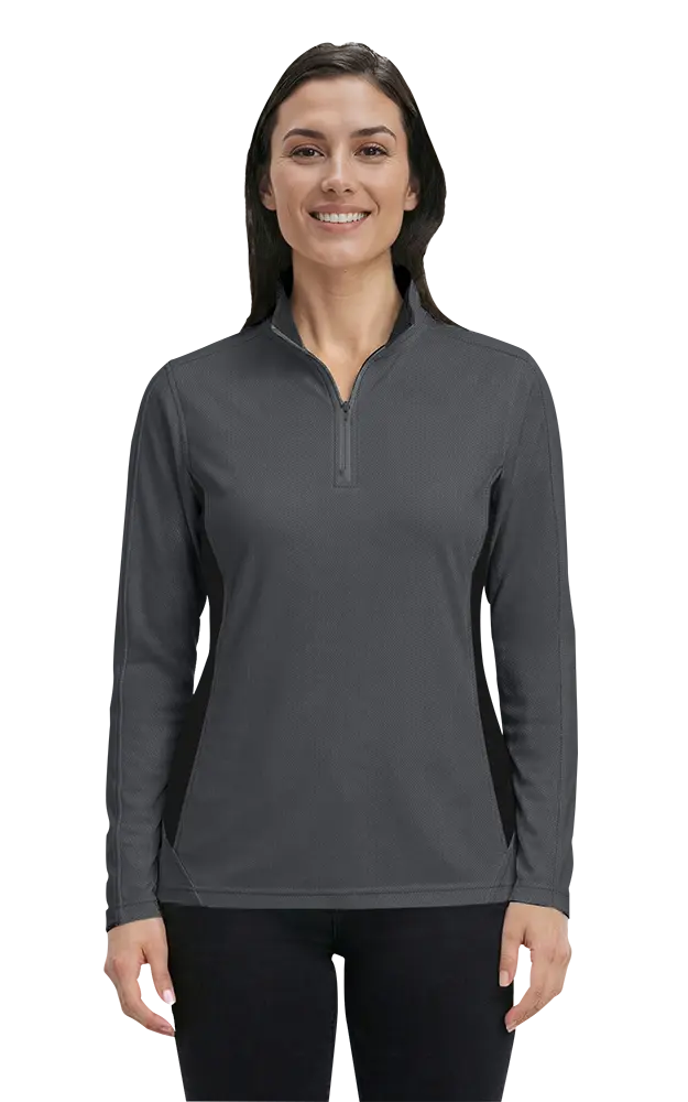 Blue Generation Ladies' Wicking Colorblock L/S Zip Pullover-BG6222