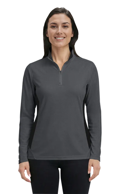 Blue Generation Ladies' Wicking Colorblock L/S Zip Pullover-BG6222