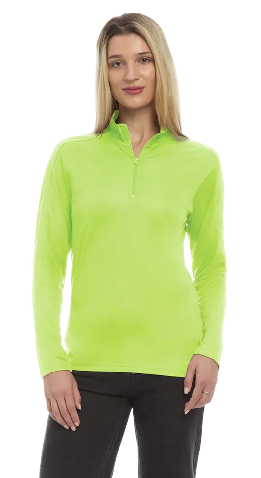 Blue Generation Ladies' Wicking L/S Solid Zip Pullover-BG6230