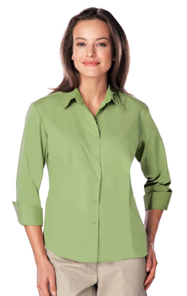Blue Generation BG6260 Ladies 3/4 Sleeve Poplin Shirt, Cactus, 3X-Large (Clearance)