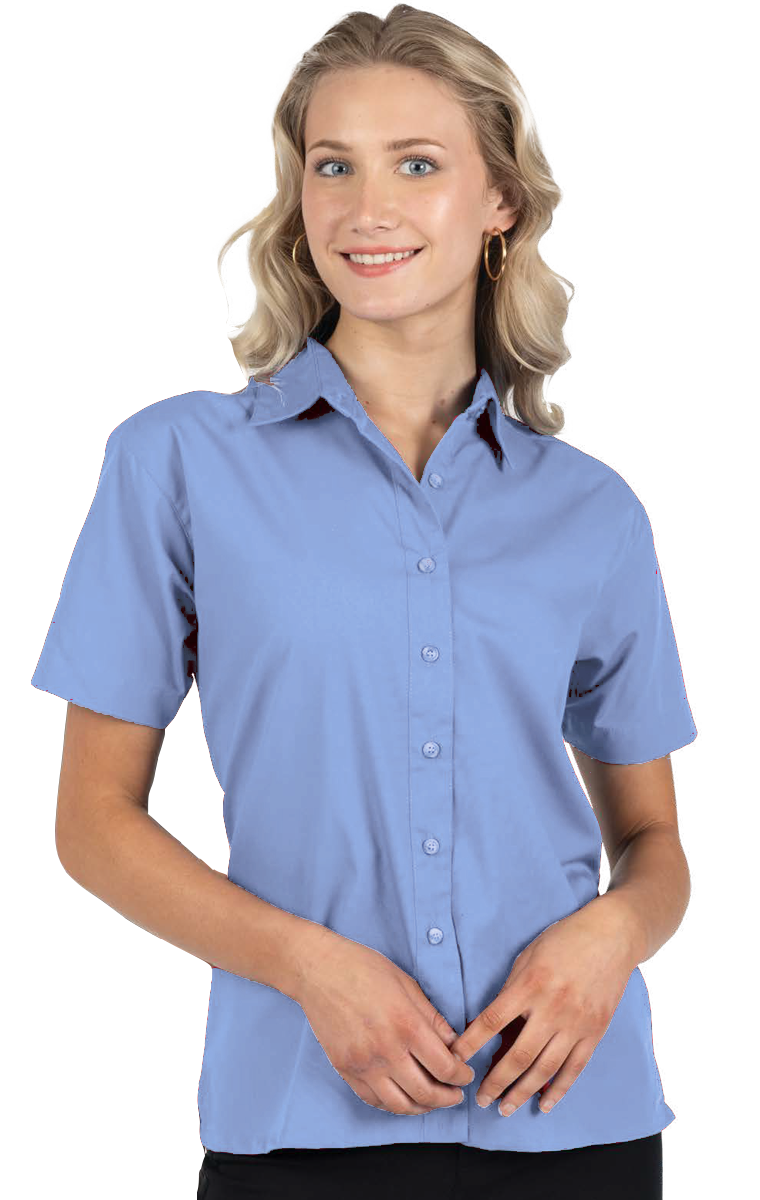Women Superblend Poplin Shirt with Matching Buttons S/S Shirt