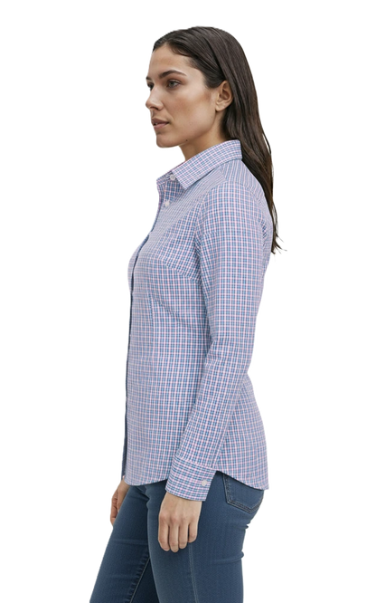 Blue Generation Ladies L/S Tricolor Plaid-BG6271