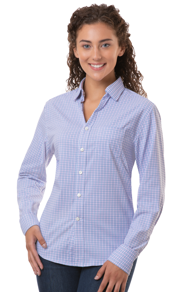 Blue Generation Women Tricolor Plaid L/S Shirt