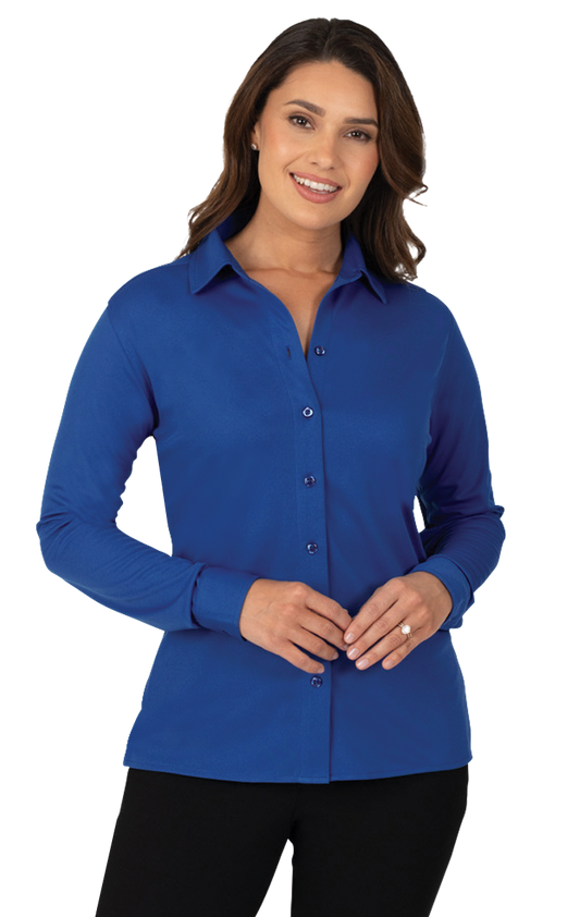 Blue Generation Ladies' Knit Stretch Woven Shirt-BG6273