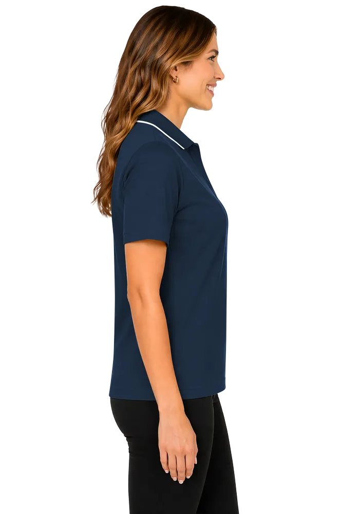 Blue Generation Ladies' s Striped Trim Value Polo - BG6301C - Navy White (M, L, XL, 2XL, 3XL, 4XL)
