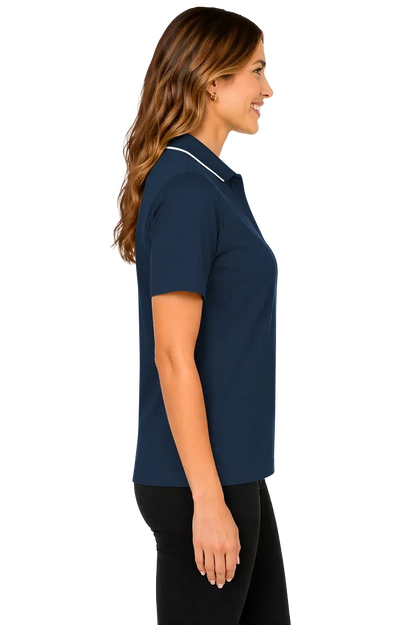 Blue Generation Ladies' s Striped Trim Value Polo - BG6301C - Navy White (M, L, XL, 2XL, 3XL, 4XL)