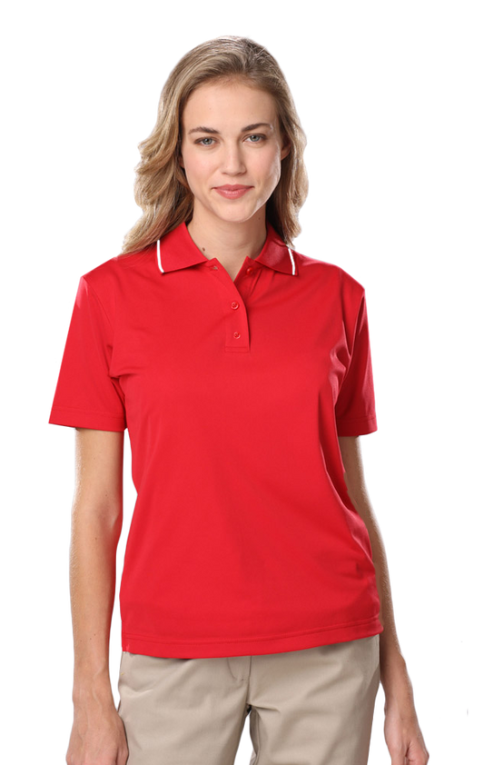 Blue Generation Ladies' s Striped Trim Value Polo-BG6301 -Red White