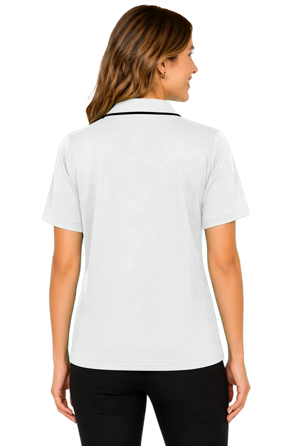 Blue Generation Ladies' s Striped Trim Value Polo - BG6301C - White Black (S, M, L, 2XL, 3XL, 4XL)