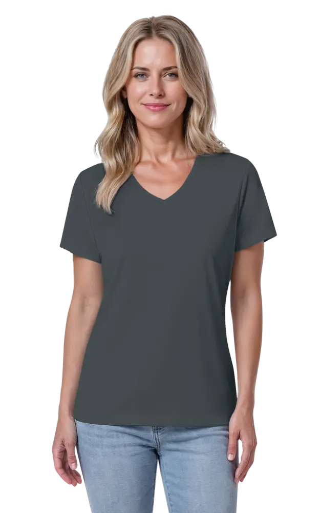 Blue Generation Ladies' Value Wicking V-Neck Tee-BG6302
