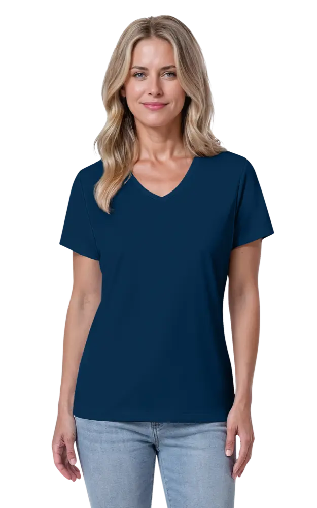 Blue Generation Ladies' Value Wicking V-Neck Tee-BG6302