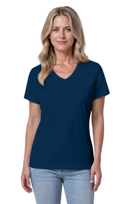 Blue Generation Ladies' Value Wicking V-Neck Tee-BG6302