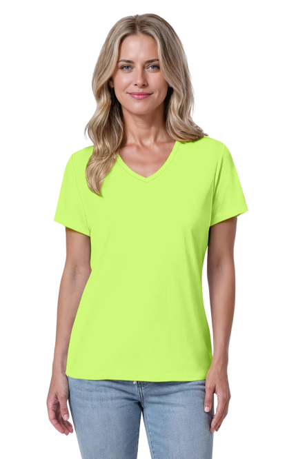 Blue Generation Ladies' Value Wicking V-Neck Tee-BG6302