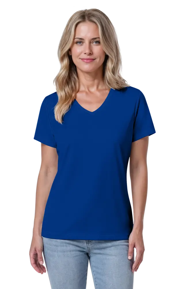 Blue Generation Ladies' Value Wicking V-Neck Tee-BG6302