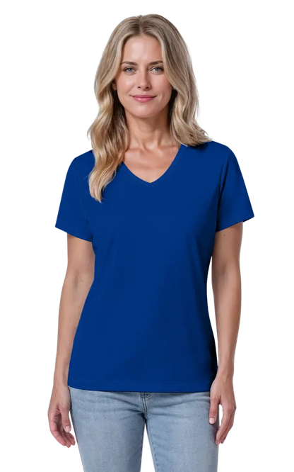 Blue Generation Ladies' Value Wicking V-Neck Tee-BG6302