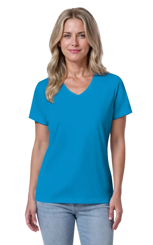 Blue Generation Ladies' Value Wicking V-Neck Tee-BG6302