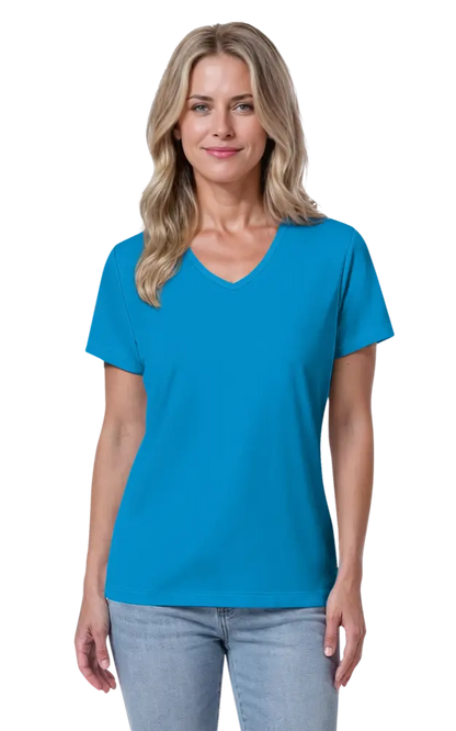 Blue Generation Ladies' Value Wicking V-Neck Tee-BG6302