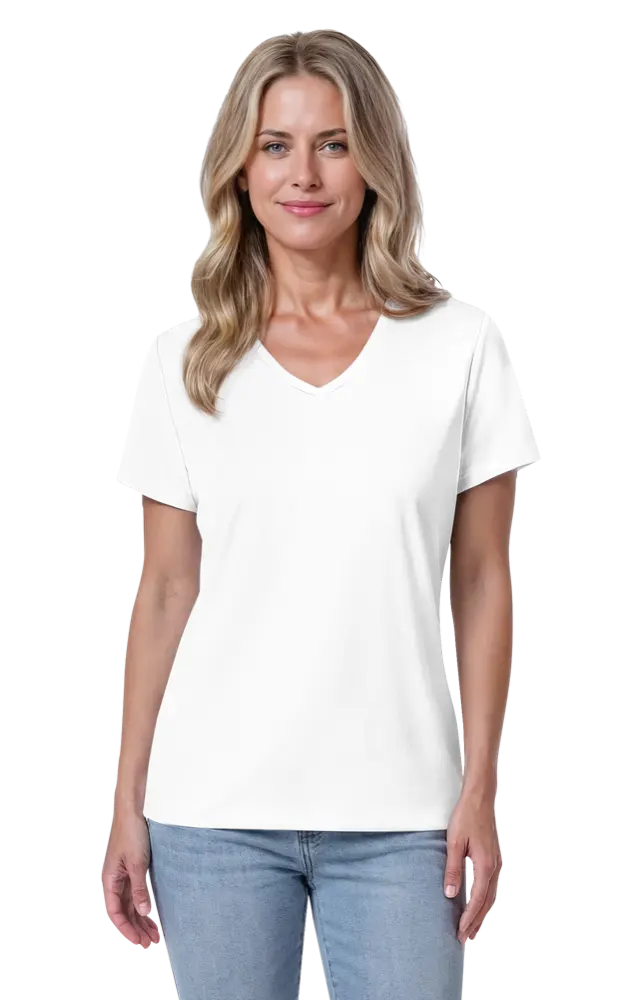 Blue Generation Ladies' Value Wicking V-Neck Tee-BG6302