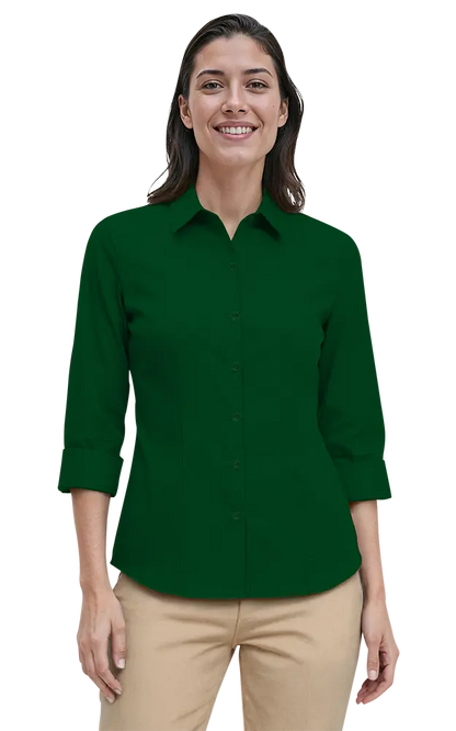 Blue Generation Ladies' 3/4 Sleeve Fine Line Twill Shirt-BG6330