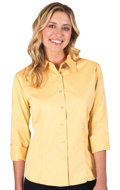 Blue Generation Women 3/4 Sleeve Fine Line Twill Shirt