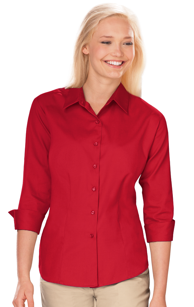 Blue Generation Women 3/4 Sleeve Fine Line Twill Shirt