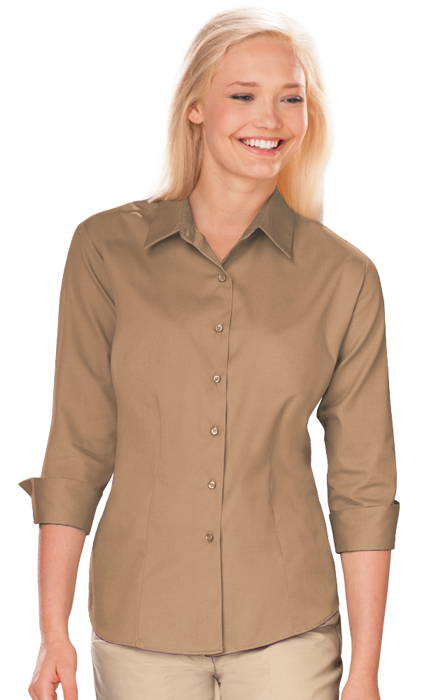 Blue Generation Women 3/4 Sleeve Fine Line Twill Shirt