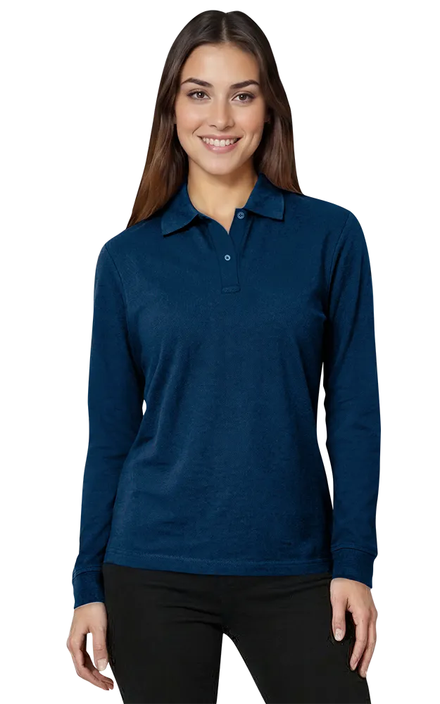 Blue Generation Ladies' Soft Touch L/S Pique Polo-BG6502
