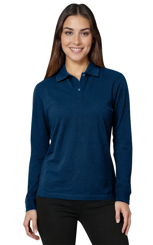 Blue Generation Ladies' Soft Touch L/S Pique Polo-BG6502