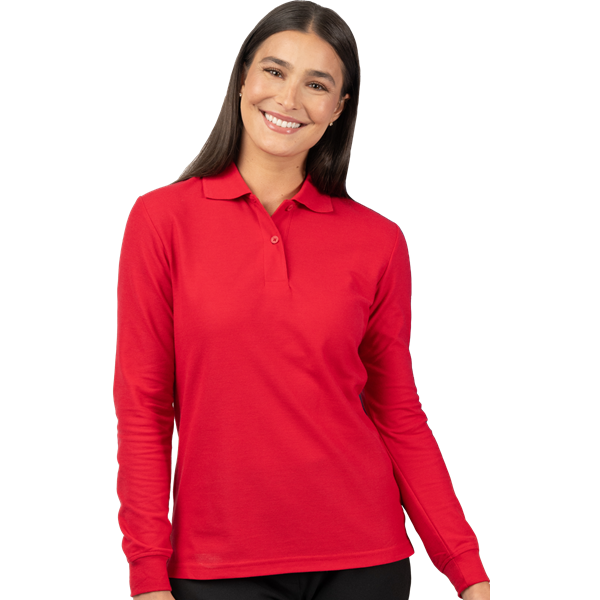 Blue Generation Ladies' Soft Touch L/S Pique Polo - BG6502C - Red (S, M, 3XL, 4XL)