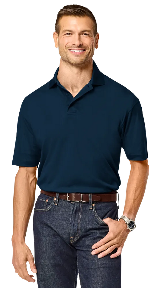 Blue Generation Men’s Recycled Knit Polo-BG7008 -Navy