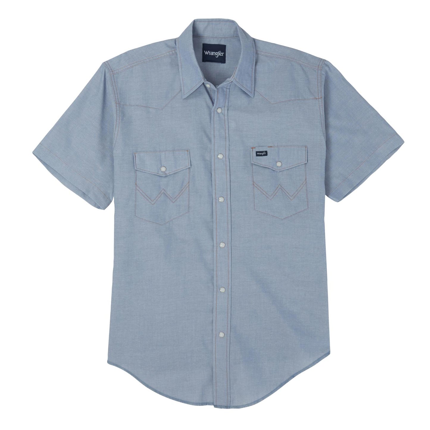 Cowboy Cut® Work Short Sleeve Western Snap Solid Chambray Shirt