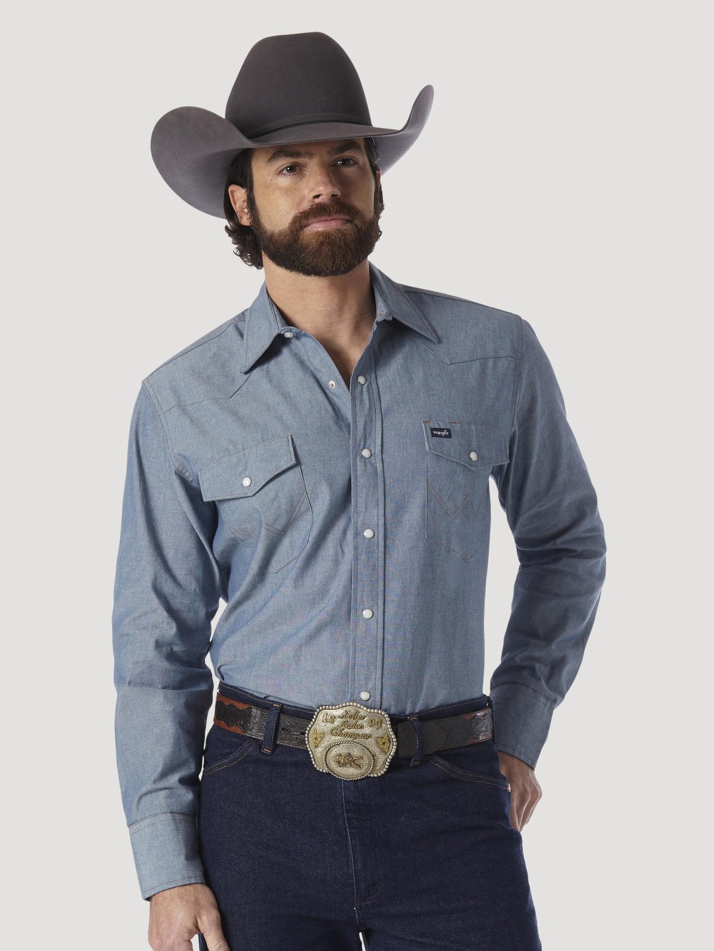 Wrangler® Men's Authentic Cowboy Cut® Work Shirt - Chambray -  70136MW