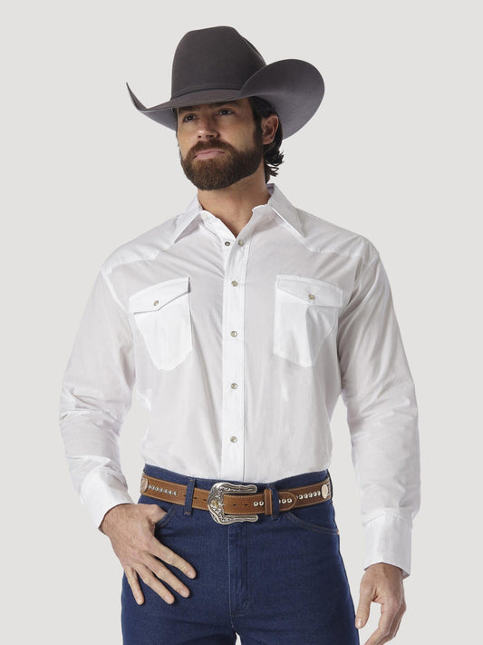 Wrangler® Sport Western Snap Shirt - White - 71105WH