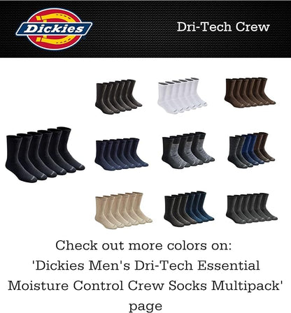 Dickies Men's Dri-tech Essential Moisture Control Crew Socks Multipack