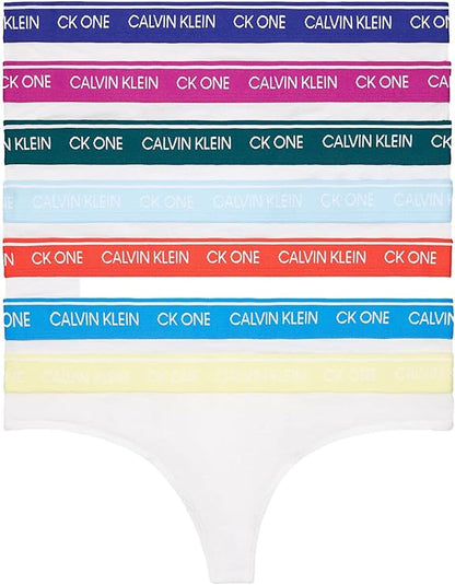 Calvin Klein Women`s CK One Cotton Stretch Thongs 7 Pack (Free Shipping)