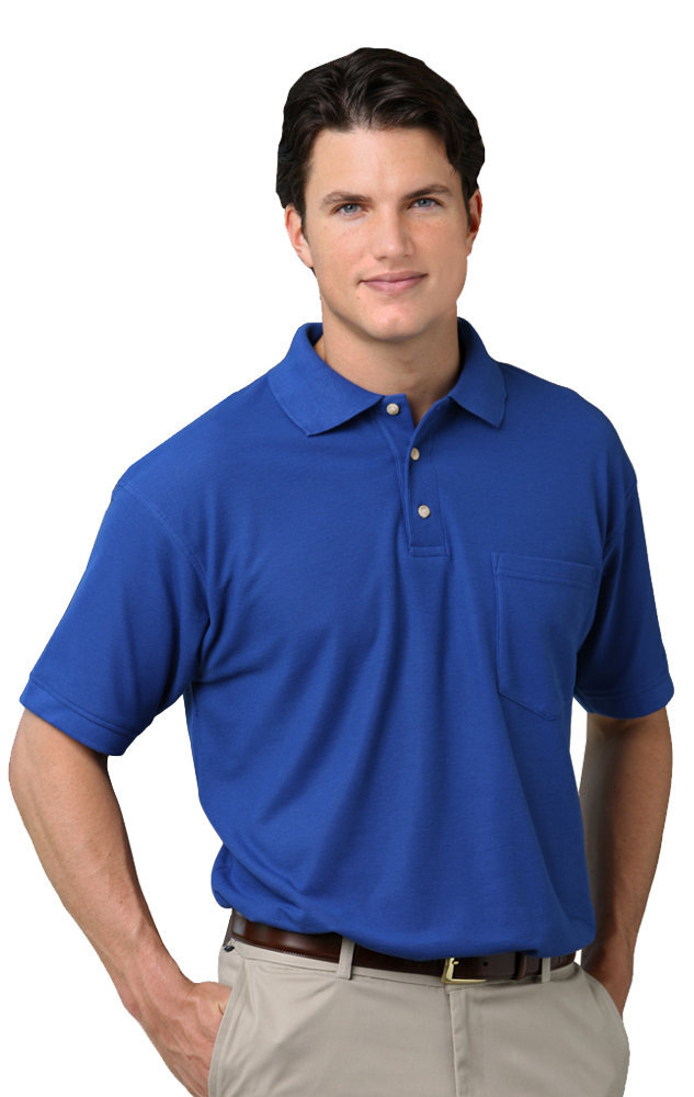 Blue Generation Men's Teflon Pique Polo with Pocket