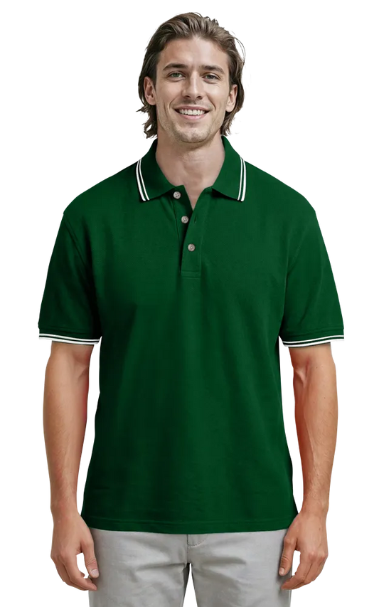 Blue Generation Men's Superblend Tipped Polo-BG7205 -Hunter Pearl