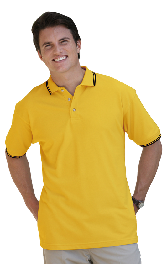 Blue Generation Men's Superblend Tipped Polo-BG7205C-Clearance - Yellow Black Stripe -4X 5X 6X