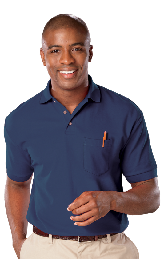 Blue Generation Adult Superblend Short-Sleeve Pocketed Polo-BG7206 -Navy