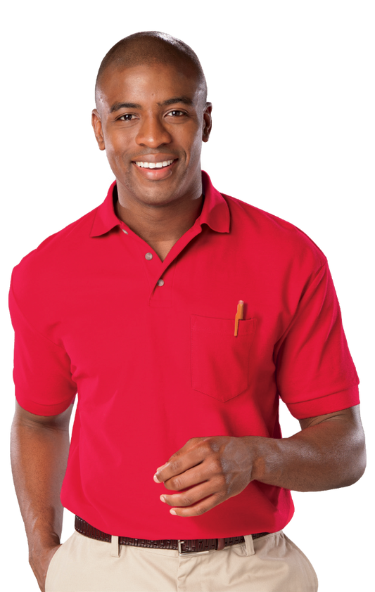 Blue Generation Adult Superblend Short-Sleeve Pocketed Polo-BG7206 -Red