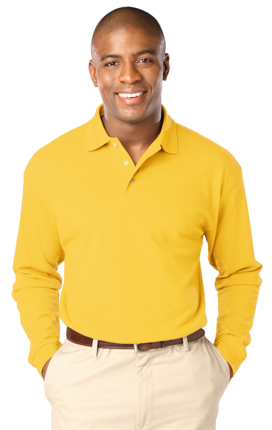Blue Generation Men's Superblend L/S Polo-BG7207 -Yellow